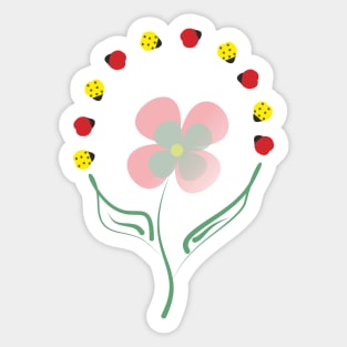 A flower juggling ladybugs Sticker